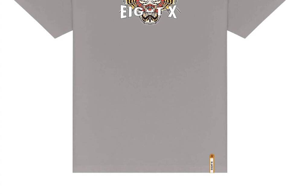 NEW EIGHT X men's feline graphic t-shirt in grey